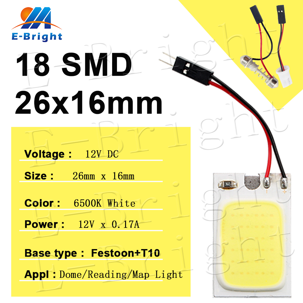 Luz de lectura para coche T10 festón W5W C5W T4W LED COB Panel lámparas vehículo Interior lámpara de lectura luz de techo luz de mapa DC 12V