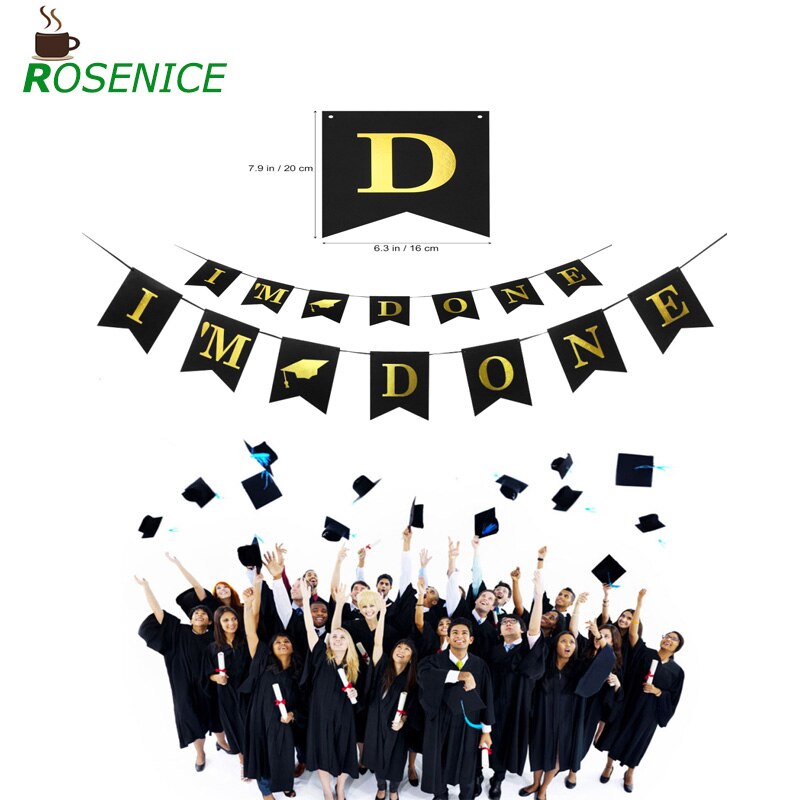 1pc Banner Hanging Funny Beautiful I'm Done Party Banner Doctoral Cap I'm Done Banner for Graduation Student