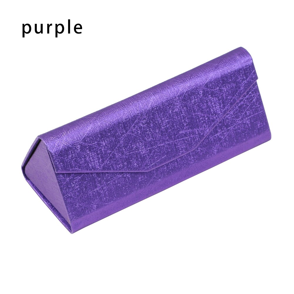 Boîte à lunettes pliante en forme de Triangle à aimant puissant, étui à lunettes étanche en PU, Grain de bois, boîte à lunettes de protection Portable 1 pièce: B purple