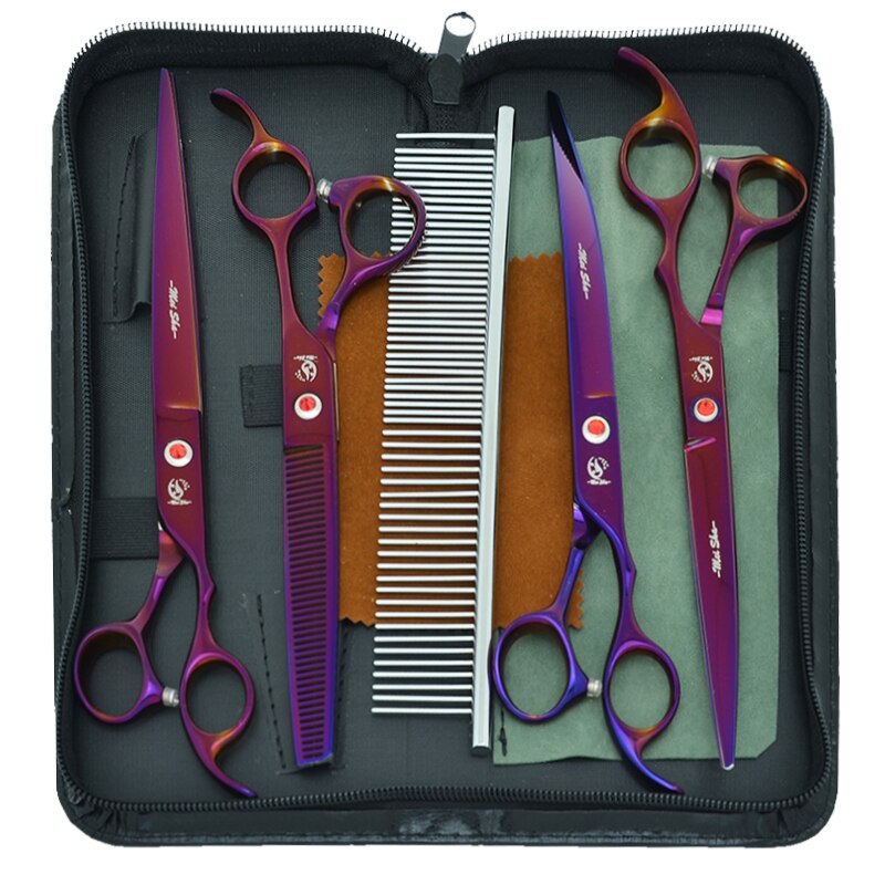 8" Pet Scissors for Dog Grooming Japan 440C Pet Cutting Shears Animal Trimming Thinning Tijeras Curved Shear B0045A
