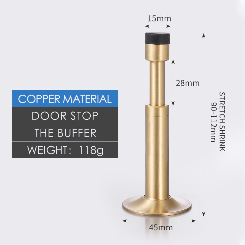 Betoci hydraulisk buffer dørstopper, ren kobber og aluminiumslegering gulv dørstoppere, vægmonteret kofanger, ikke-magnetisk hardware: Kobber-guld