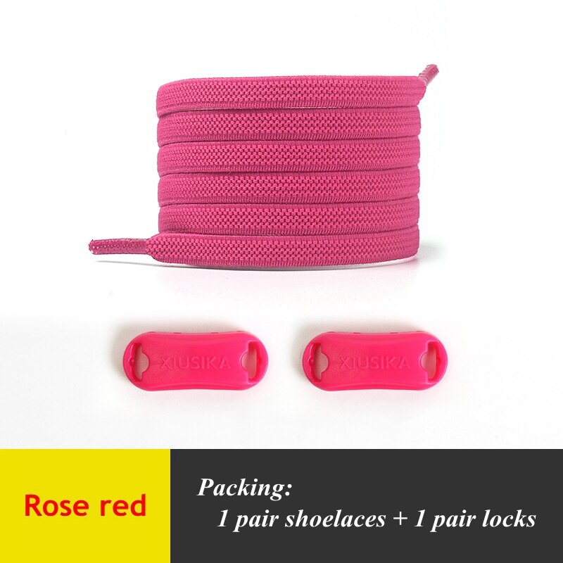 Lacets élastiques plats, 1 paire, pas de nœuds, pour chaussures de sport pour enfants et adultes, lacets rapides pour paresseux, 24 couleurs: Rose red