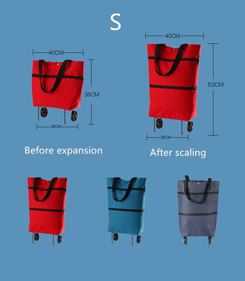 Oxford Folding Shopping Bag Shopping Cart Wheels Bag Small Pull Cart Women's Buy Vegetables Bag Shopping Organizer Tug Package