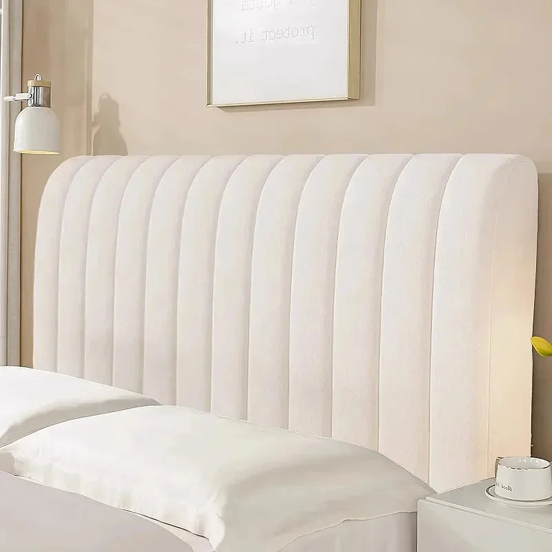 Bed Headboard Cover Luxury Soft Thick Velvet All-inclusive Solid Color Bedside Bed Back Dust Protector Home Room Bed: 180×200cm / WHITE