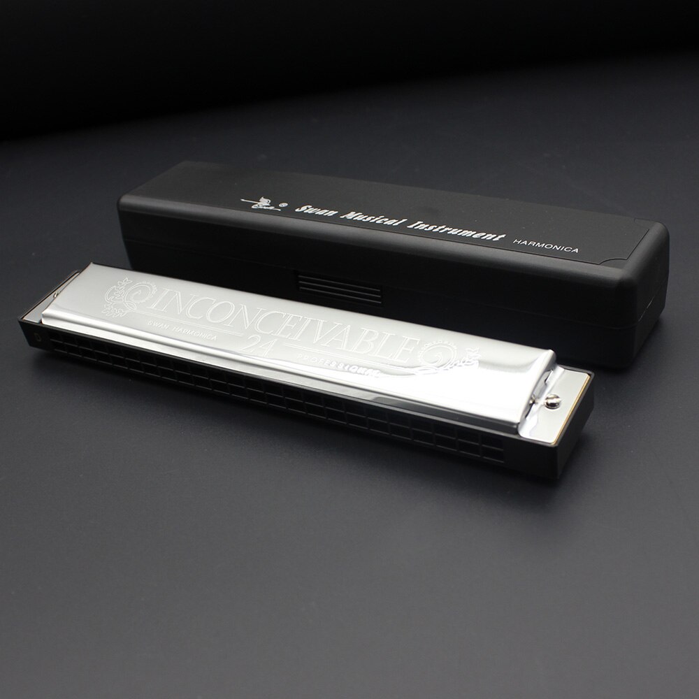 ZWAAN Sleutel van G 24 Dubbele Gaten Mondharmonica Tremolo Harmonica met 48 Rieten Gratis Reed Wind Instrument met Case Reiniging doek