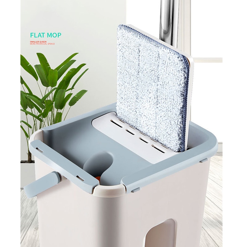 Vadrouille magique rotative à mains, lavage manuel libre, serpillière plate avec seau, nettoyeur de sol, tampons de nettoyage ménager, 360 rotations
