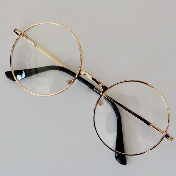 Round Circle Metal Frame Eyeglasses Original Clear Lens Eye Glasses Men: Gold Frame