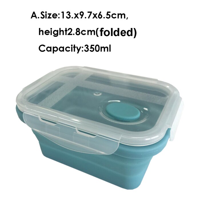 Silicone Folding Box Collapsible Lunch Box Container: A.350ml