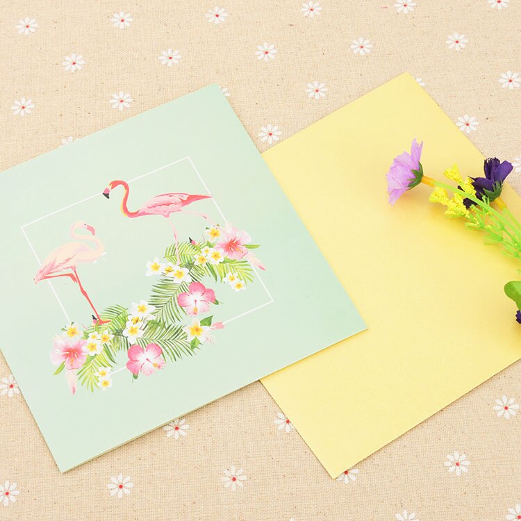Flamingo 3D Pop hoch Karten handgefertigt schneiden Hochzeit Einladungen Geburtstag Hochzeit Gruß Einladung Karten Flamingo Thema Karte