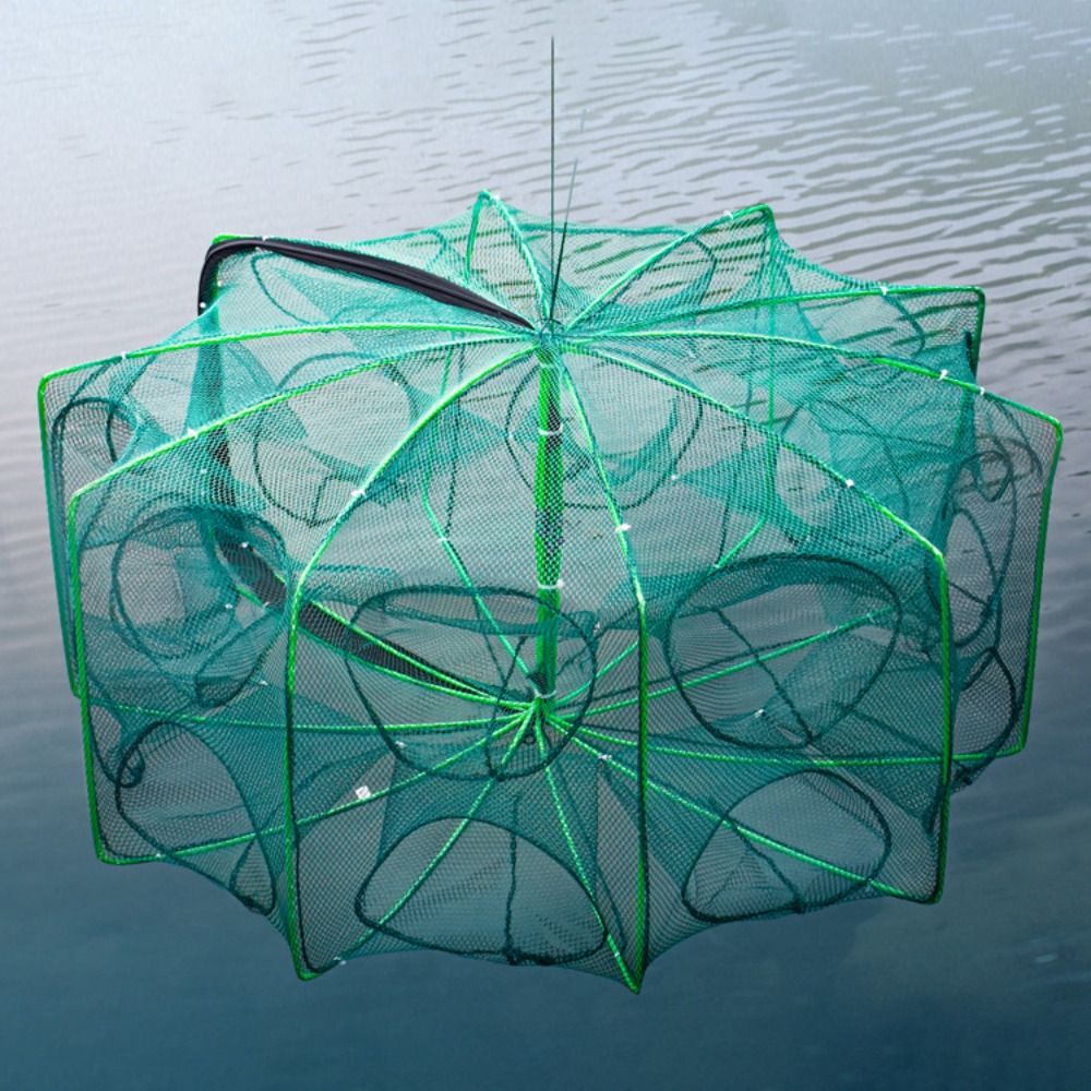 6/8/10 Holes Fishing Net Foldable Green Hexagon Octagon Net 40~82cm Nylon Casting Nets