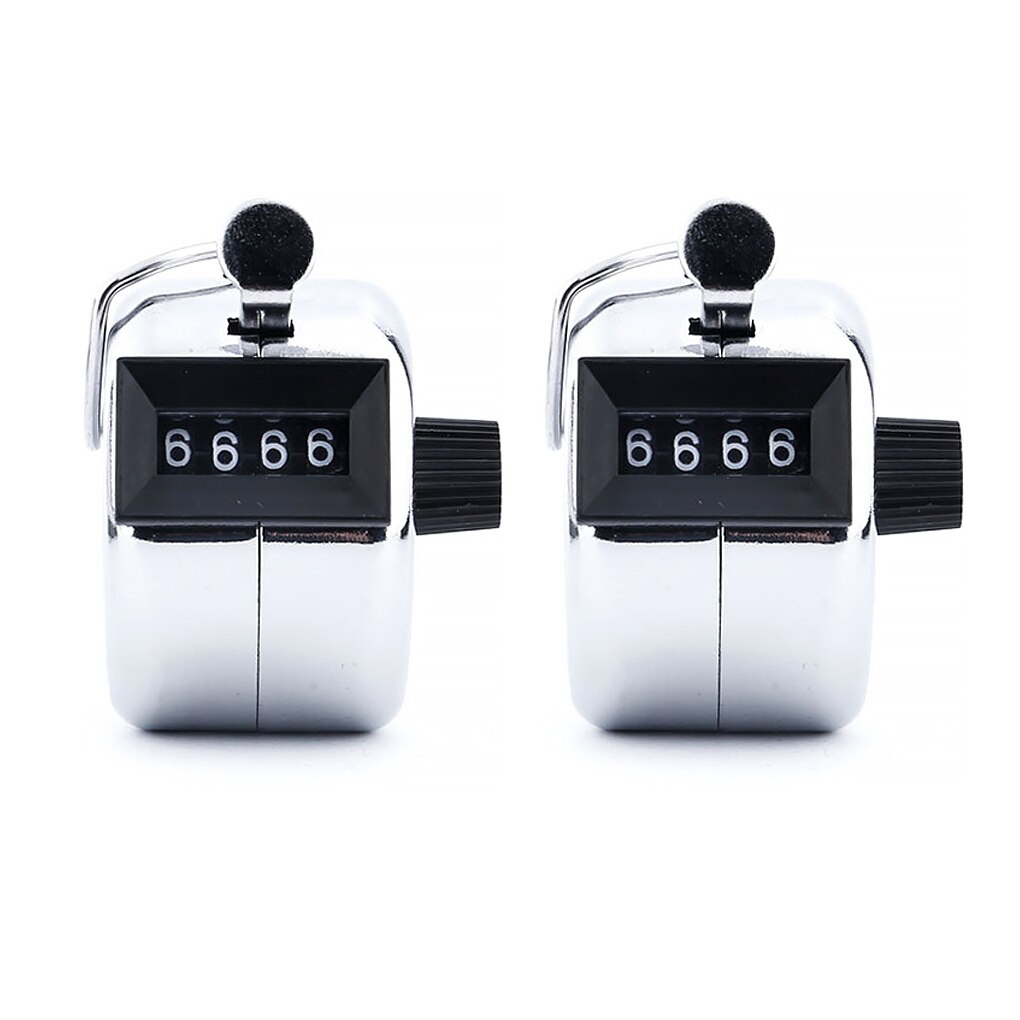 2Pcs Mechanical 4-Bit Counter Resettable Sports Soccer Football Basketball Golf Manual Press Number Counting Device: Default Title