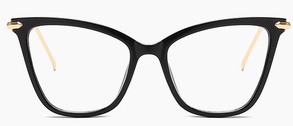 Cat eye brillenmonturen dames merk transparante lenzen bijziendheid brilmontuur dames helder brilmontuur bril: Zwart