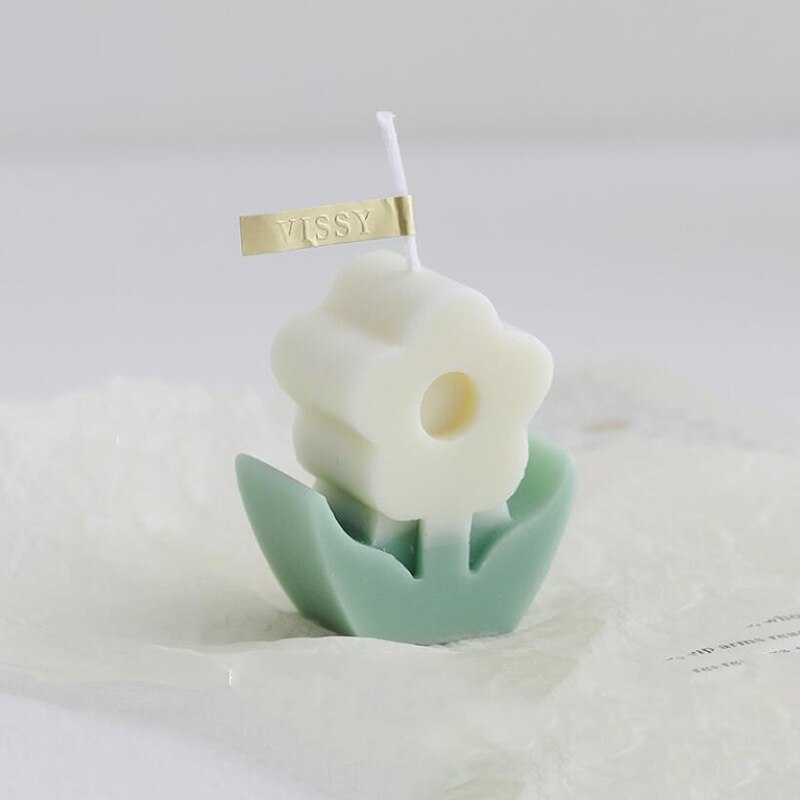 Kreative Blumen bilden Duft Kerze Hause Dekoration Foto Stütze Handgemachte Aromatherapie Kerze Diy Geburtstag Schreibtisch Dekor: Weiß