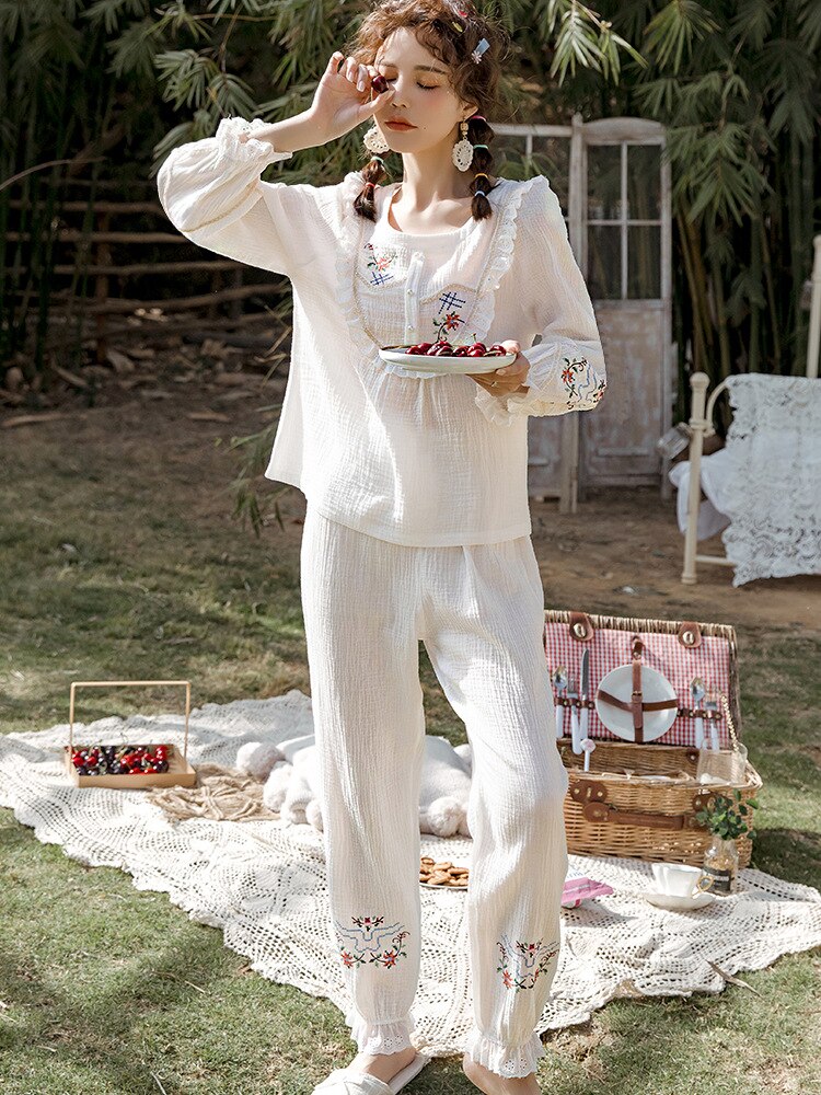 New Chinese Style Spring And Autumn Double Pure Cotton Gauze Pajamas For Women main image 0
