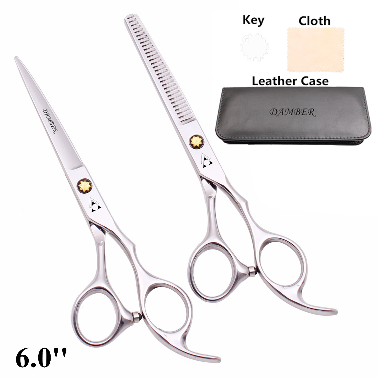 Tijeras para el cabello 5,5 6,0, tijeras profesionales de peluquería, juego de tijeras de peluquero para adelgazar, tijeras para cortar cabello 440C Japón acero 888 #: Azul cielo