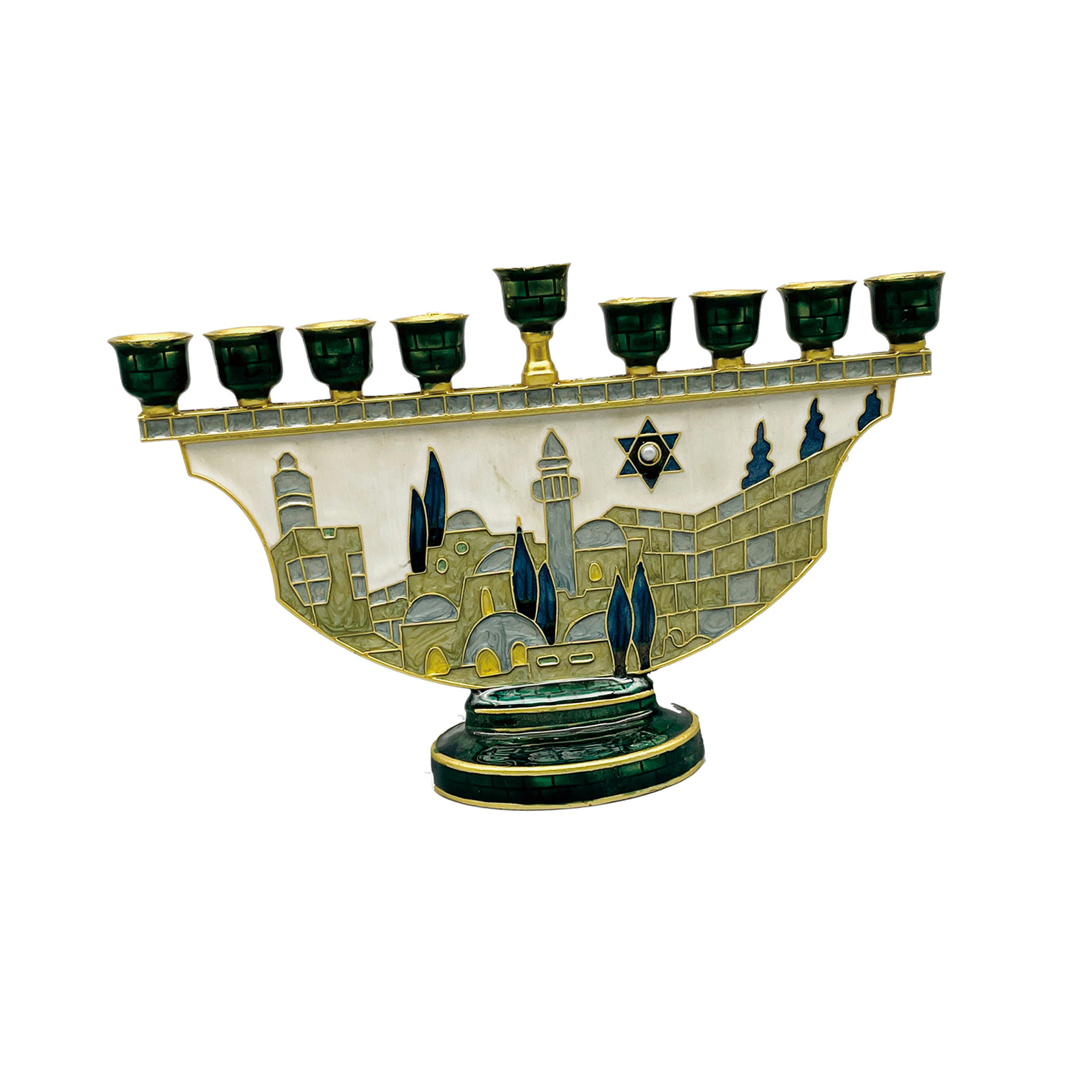 Metal Candleholder Candelabras 9 Branch Enamel Menorah Candlestick for Taper Candles: Red