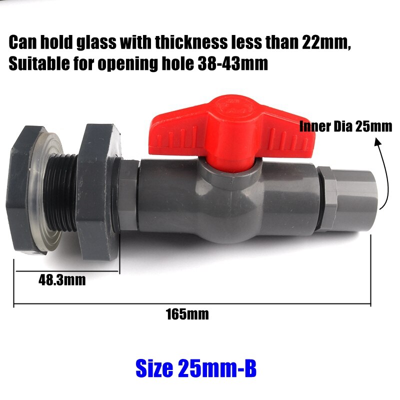1pc 20~63mm 1/2"~2" PVC Water Tank Connectors Aquarium Fish Tank Drainage Intake Composite Joint DIY Tools Pipe Drain Connector: Size 25mm-B