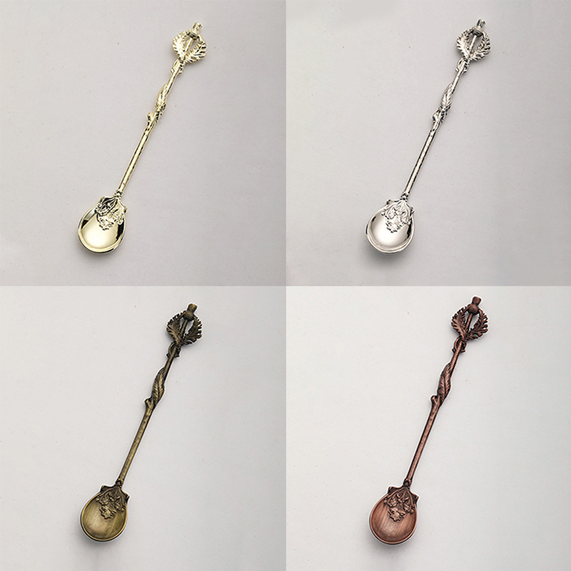 Vintage Crystal Retro Coffee Tea Spoon Carved Flower Small Spoonful Dessert Spoons Afternoon Tea Little Tableware Supplies