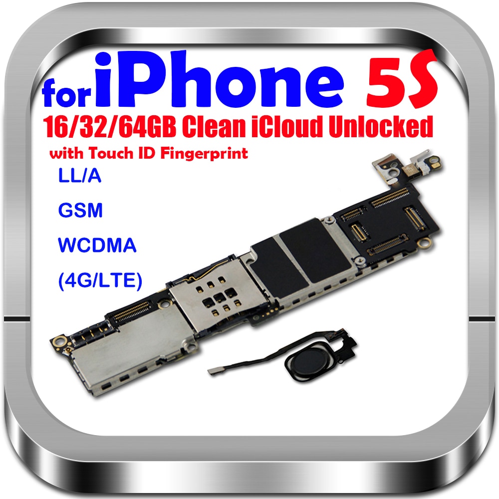 Placa base desbloqueada para iphone 5S, tarjeta madre de 16GB/32GB/64GB,100% Original para iphone 5S, con/sin ID táctil, iCloud gratis