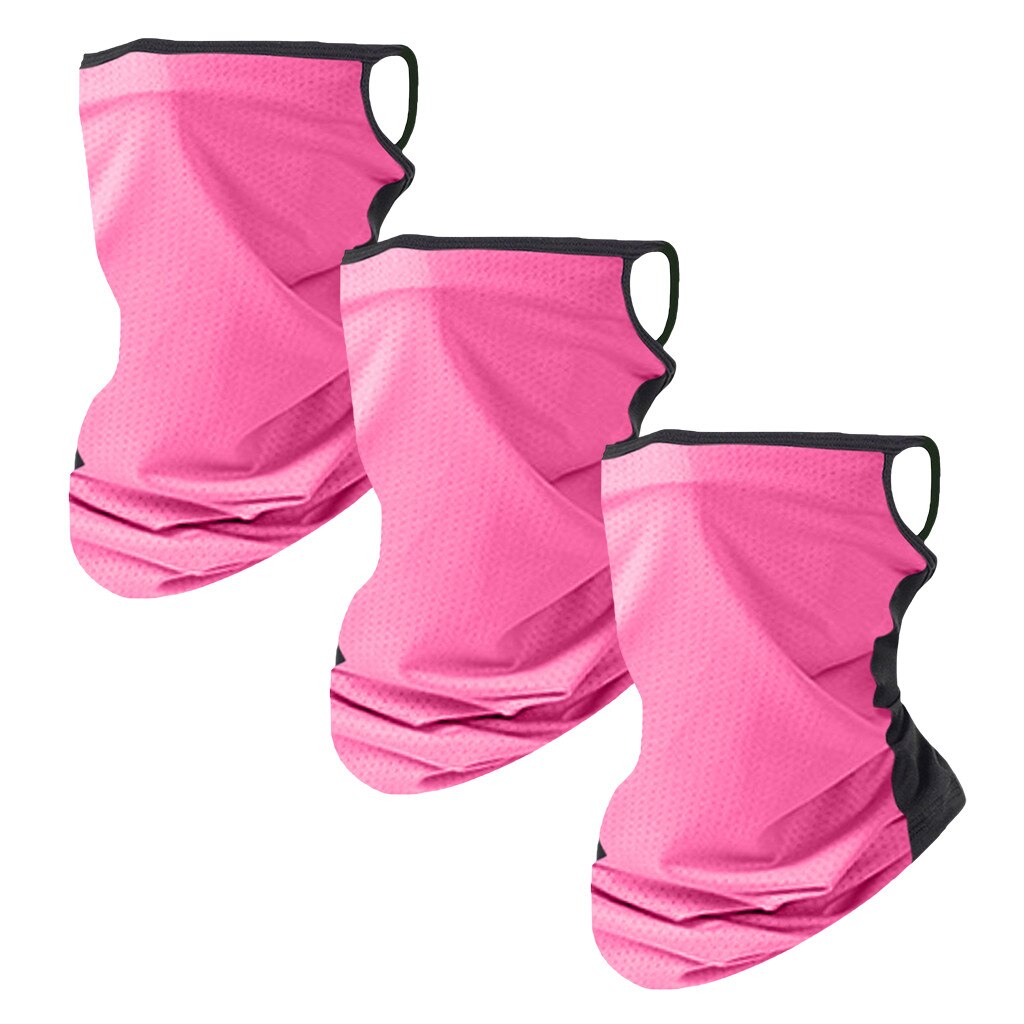 3 stk unisex rave bandana hals gamasje rør hodeplagg utendørs fotturer sykling bandana pustende anti støv ansikt skjerf kvinner menn: Rosa