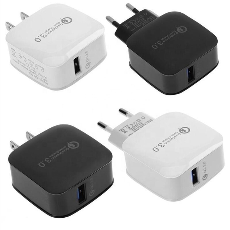 10 sztuk/partia ładowarka ścienna do telefonu komórkowego 18W pojedynczy QC3.0 USB szybka ładowarka ścienna Adapter kompatybilny dla inteligentnego telefonu komórkowego