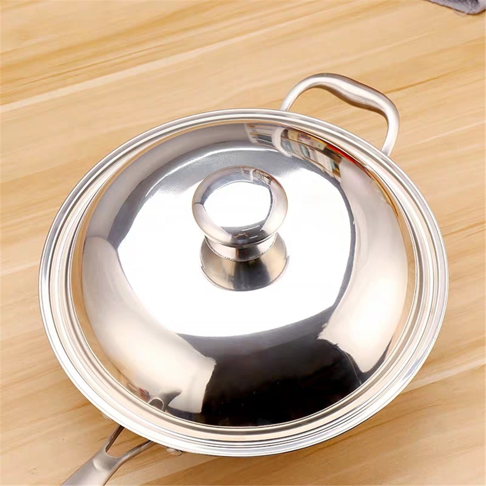 36cm Stainless Steel Frying Pan with Lid Pot Lid Wok Pan Lid Cover for Frying Pan Covers Kitchen Accessories Cast Iron Pot Cover