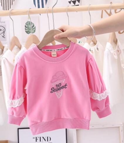Baby Meisje Zoete Kant Trui Lente Herfst Lange Mouwen Base Shirt Meisjes Tops Kids Baby Meisjes Doeken: rose / 12M(80CM0