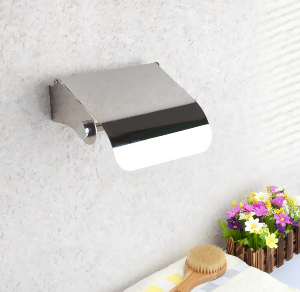 Wall Mount Toilet Paper Holder with Cover Stainless Steel Roll Paper Holder Bathroom Fixture Bathroom Accessories