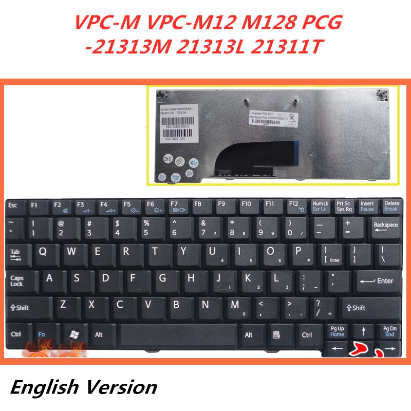 Laptop English Keyboard For SONY VPC-M VPC-M12 M128 PCG-21313M 21313L 21311T notebook Replacement layout Keyboard: Default Title