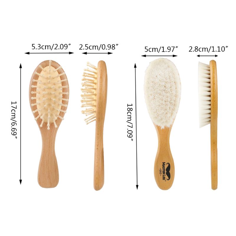 Holz Baby Haar Pinsel + Kamm einstellen Perfekte Baby Dusche für Neugeborene Kleinkinder 19QF