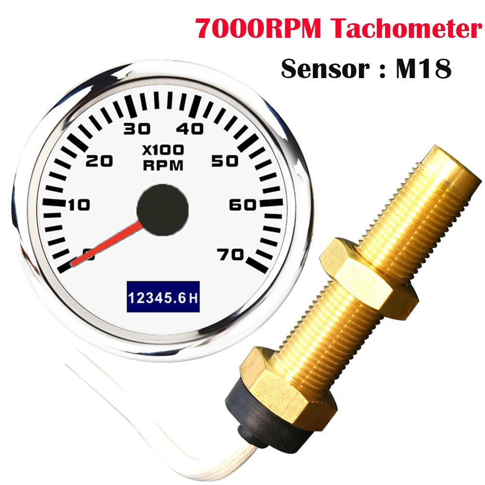 52mm Car Tachometer Waterproof LCD Display Tach Hour Counter Meter For Diesel Motor Engine Marine Boat3000 4000 6000 8000RPM: 7000RPM WS M18