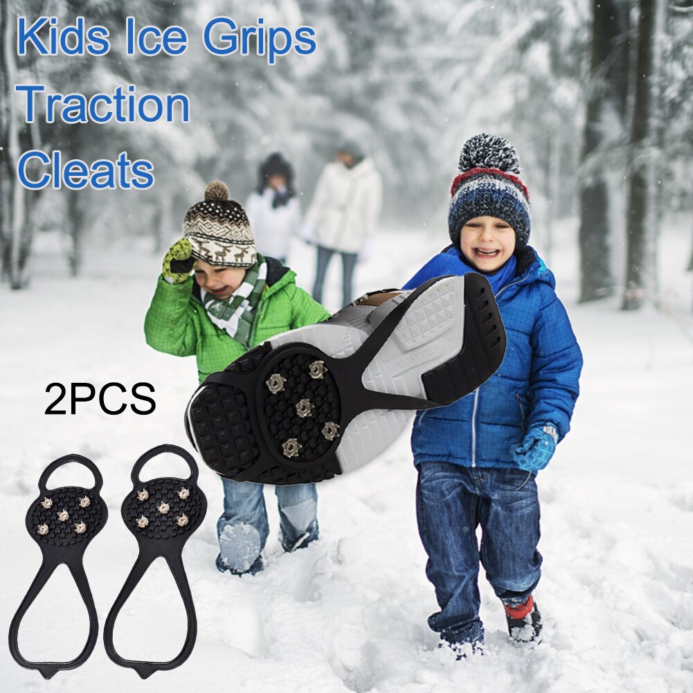 Zapatos de pinza de hielo para niños, crampones de hierro, antideslizantes, suministros de viaje, pinchos para caminar sobre la nieve, 1 par