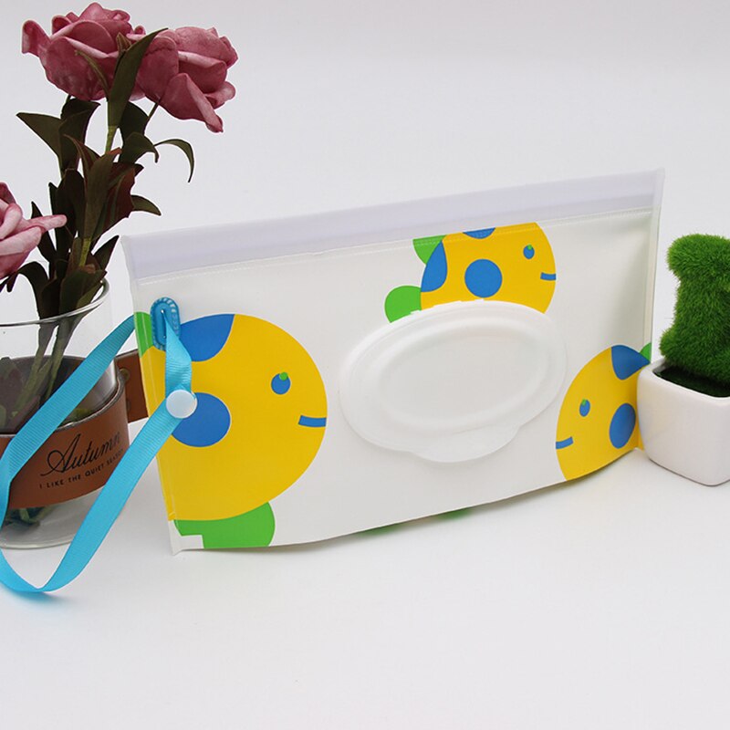 Eco-Friendly Baby Wipes Box Wet Wipe Box Snap Strap Cleaning Wipes Carrying Bag Clamshell Cosmetic Pouch Wipe Container Case