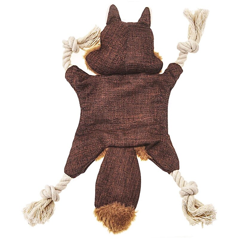 Stuffless Dog Toys for Puppy, Crinkle Squeaky Dog Chew Toys Squirrel Plush Dog Toy with Rope Knots for Small Dogs