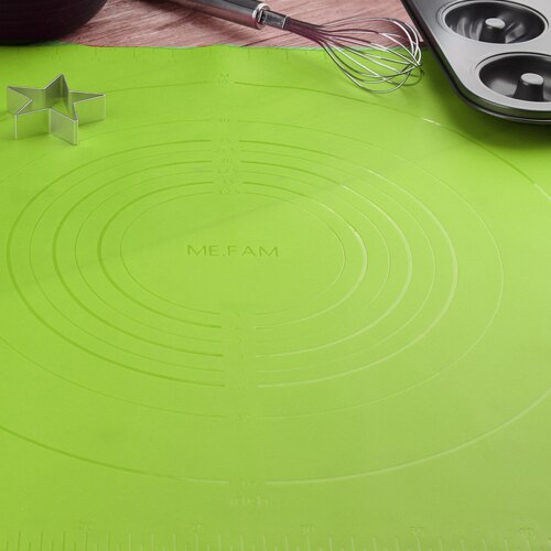 Me. fam Grote Maat 60X50 Cm Rimpelingen Siliconen Bakken Mat Antislip Hittebestendigheid Kneden Deeg Placemat non-stick Gebak Pads: Green 1 Pieces