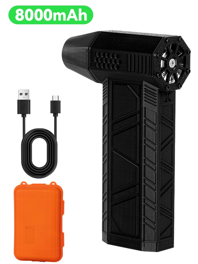 140000RPM Air Blower Power Display Handheld Mini Turbo Fan Dust Cleaner Wireless Electric Blower Portable Powerful Turbo Jet Fan: Blue