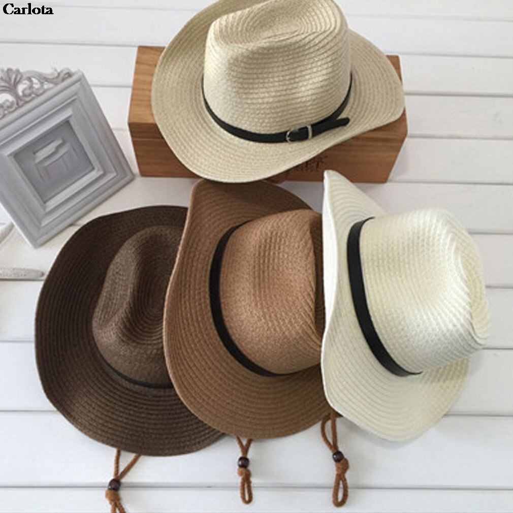 Summer Foldable Straw Hat Sun Protection Western Cowboy Hat Child Against Uv Rays Beach Sunhat Wide Brim Cowgirl Hats