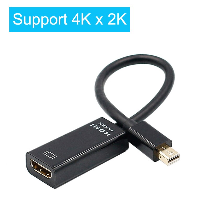 Mini displayport till hdmi-kompatibel 4k 1080p kabel projektor tv projektor dp display port 1.4 för mac mini apple macbook air pro: Svart stöd 4k