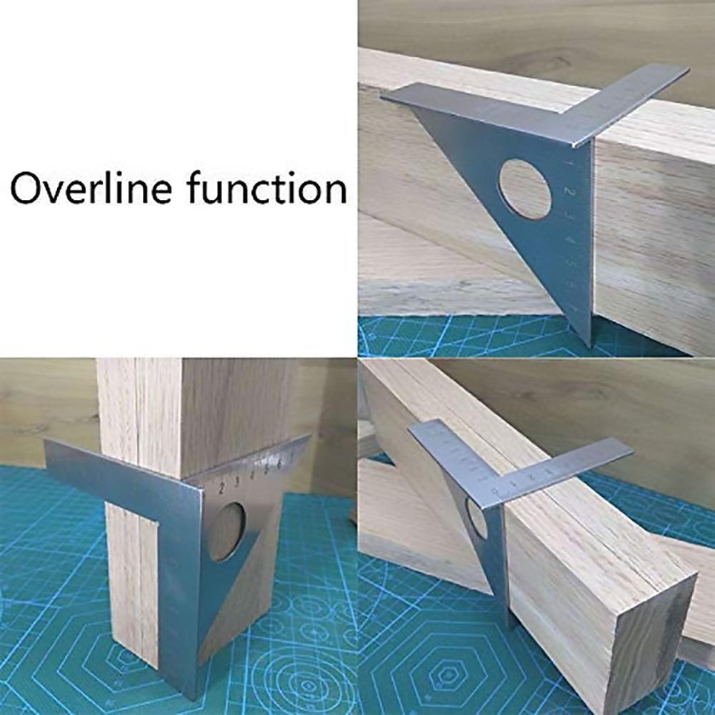 45/90 Graden Driehoek Heerser Rvs Timmerman Houtbewerking Meten Tool Hout Meet Ruler Profiel Markering Tool