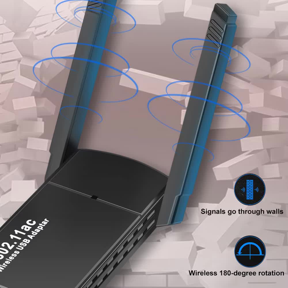 Adaptador WiFi USB de 1300Mbps Dongle 2 en 1 de doble banda 2,4G y 5GHz WiFi 5 receptor inalámbrico de red DRIVER GRATIS