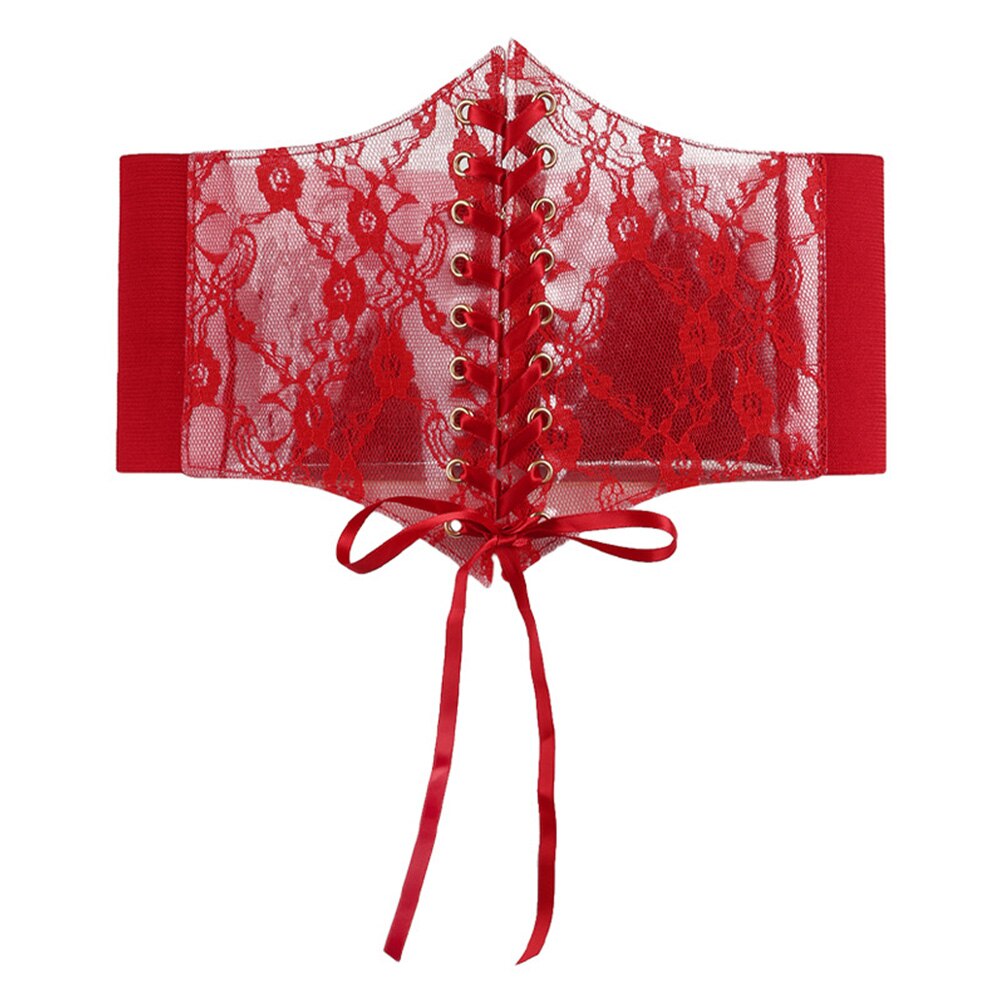 Corsé de cintura a la para mujer, cinturón transparente de encaje ancho femenino con lazo tejido, adelgazante banda Retro, cinturones para el cuerpo, faja para vestido