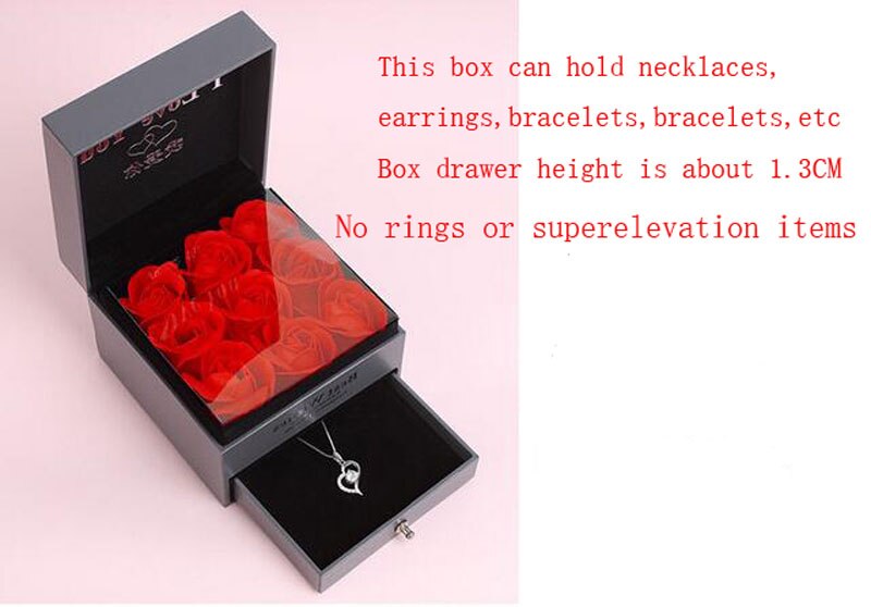 Geschenkdoos Voor Oorbel Armband Ring Ketting I Love U Rood Rose Eeuwige Bloem Geschenkdoos Voor Oorbel Ketting