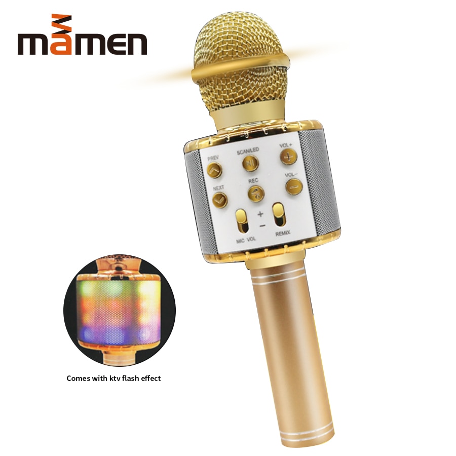 Microfono Karaoke MAMEN - Bluetooth Wireless 4.2.2 - Cambia Voce - Batteria 1800 mAh - Microfono Condensatore Portatile