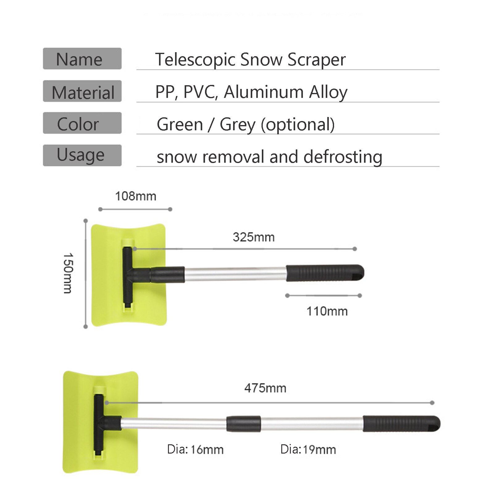 Uitschuifbare Sneeuwschuiver Ijskrabber Sneeuw Borstel 180 Graden Roterende Voor Auto Auto Suv Vorst Voorruit Cleaner Winter Tool