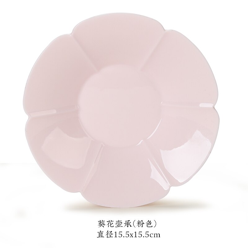 Cover Teacup Handmade Single Colored Glaze Petals Ceramic Tea Bowl Kung Fu Tea Set Gaiwan Tea Ceremony Bowl: Sunflower  (pink)
