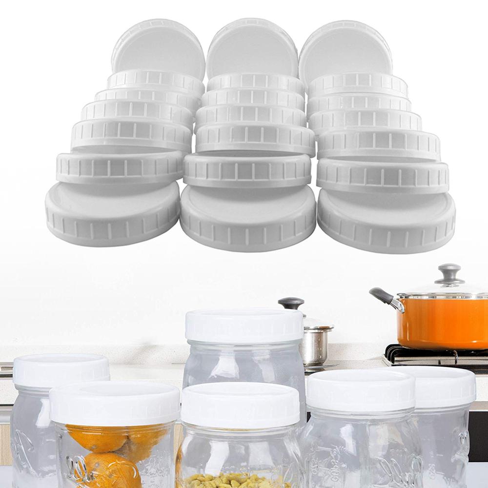 24pcs Mouth Lids Mason Jar Lids Plastic Storage Caps for Mason Canning Jars and More, Standard, Diameter 70mm
