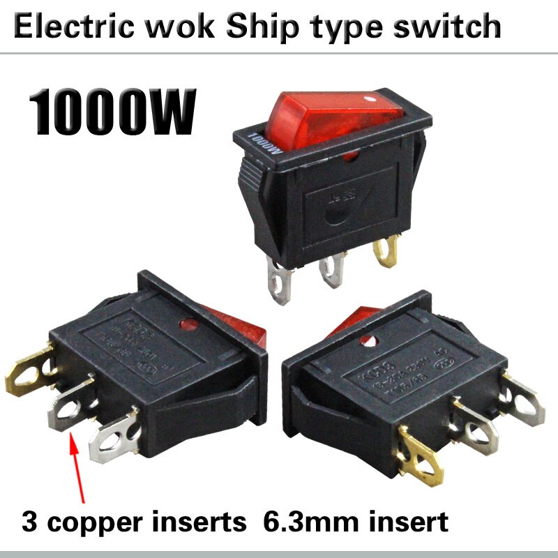 Kcd 3 1000w sort bådtype switch vippekontakt 25 x 20mm 15 a 250v 3- pin 2- gear båd type knap switch mad damper switch