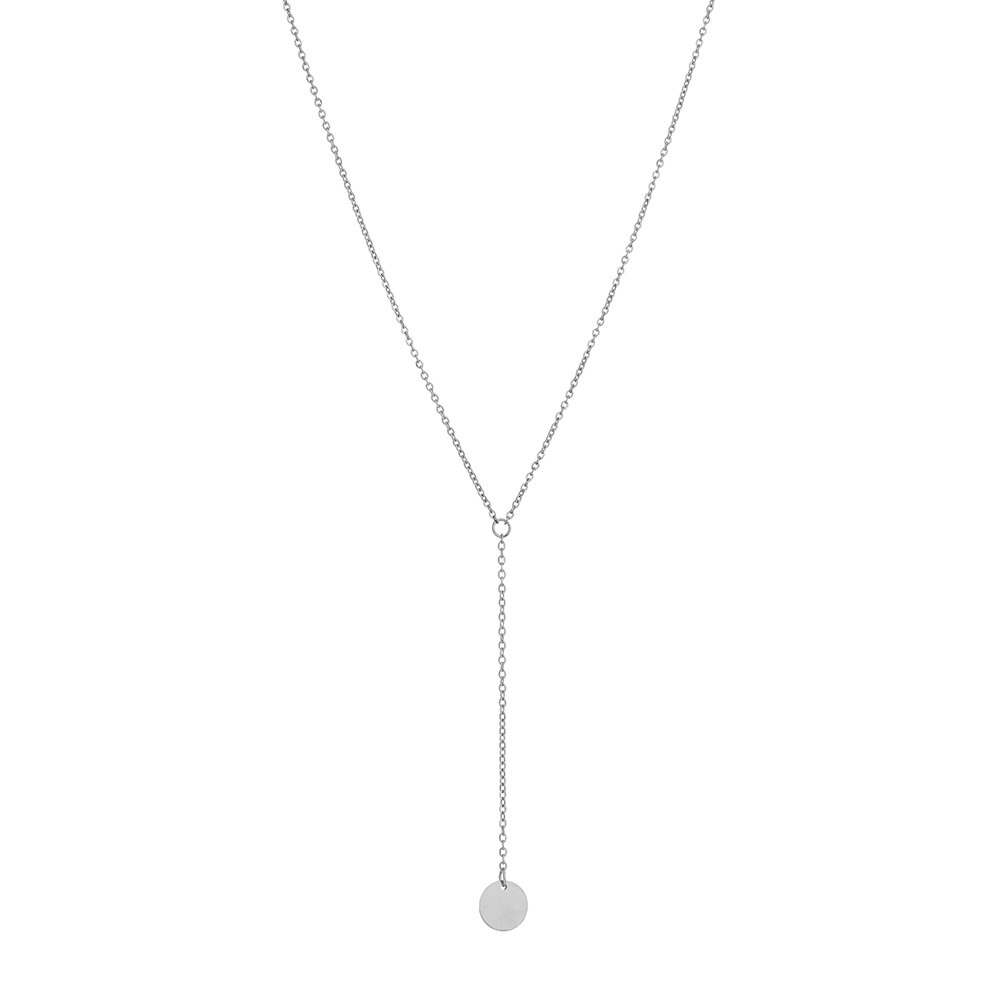 Schlichte edelstahlkette mit 1cm kreisförmigen anhängern, zarte y-halskette als #39: Silber