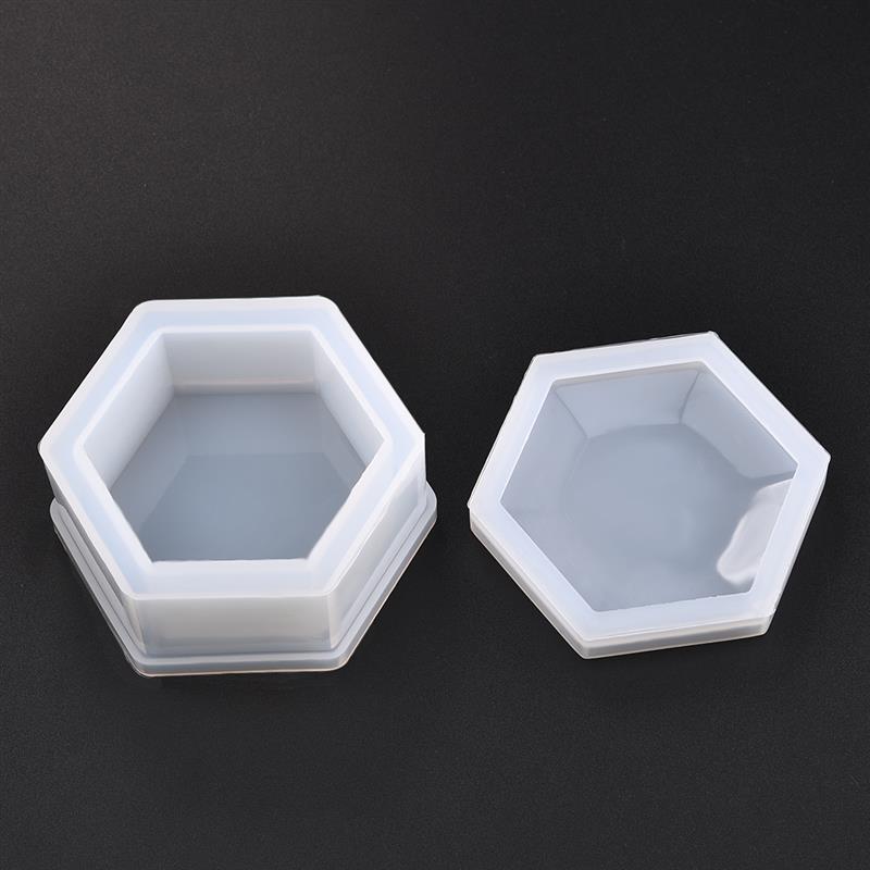 Resin Silicone Mold Storage Box Mold for Jewelry Making Heart Shape Cut Mold DIY Crystal Epoxy Box Jewelry Tools Moulds: Hexagon Set