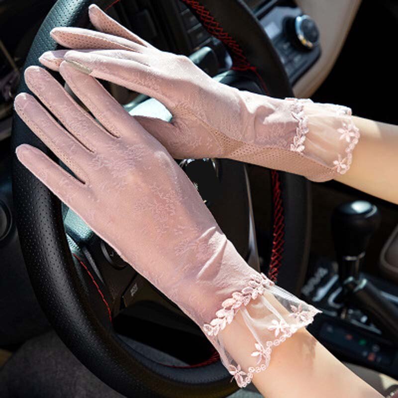 Sun protection gloves women's spring anti-UV driving touch screen gloves